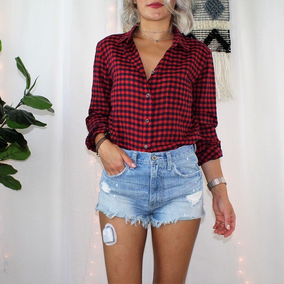 J. Crew Tops - SOLD J.Crew Crinkle Boy Shirt In Red Check